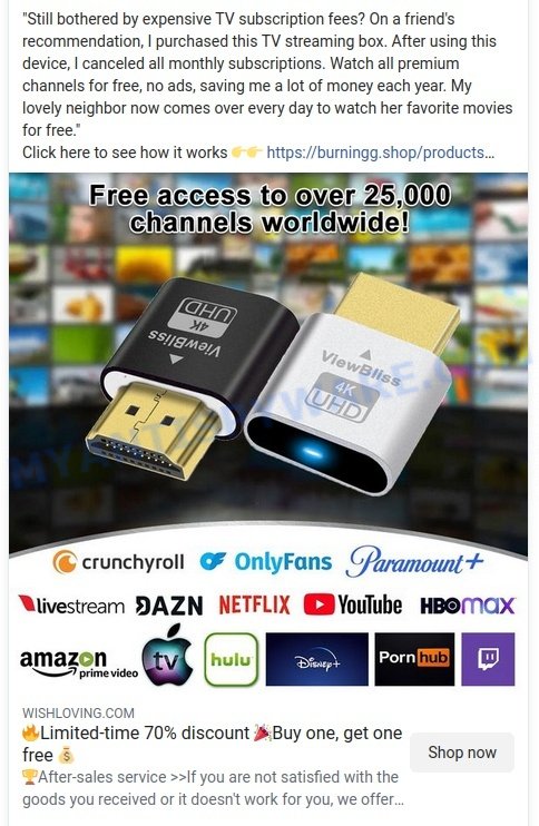 Aunlu TV Streaming Device Scam ads