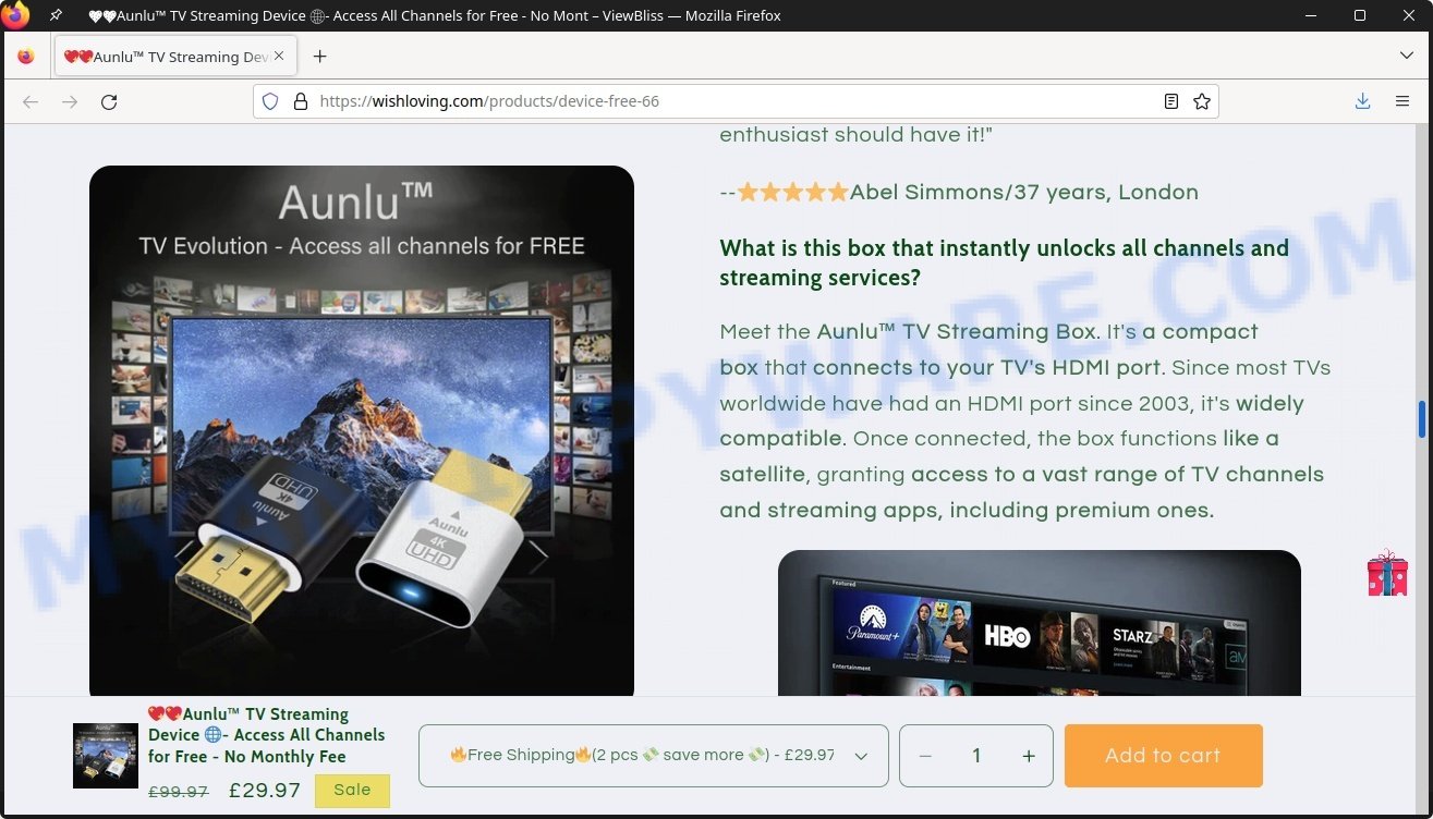 Aunlu TV Streaming Device Scam fake reviews