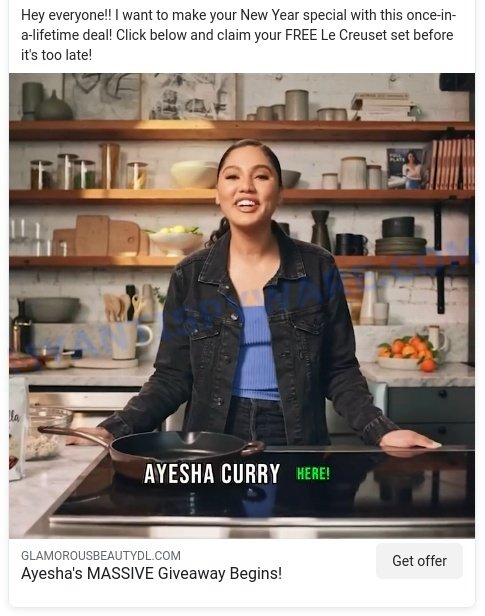 Ayesha Curry Le Creuset Giveaway Scam ads