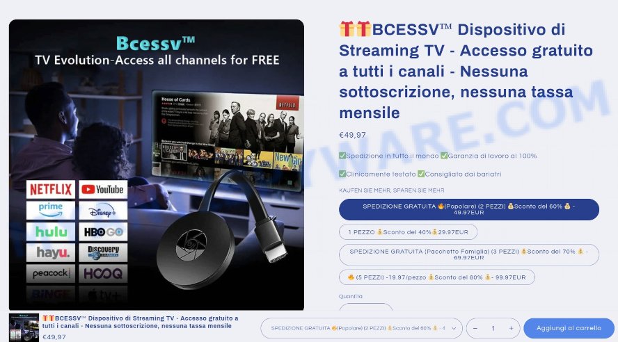 BCESSV TV Streaming Device scam store