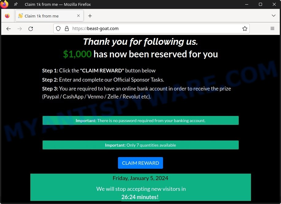 Beast-goat.com Claim 1000 Scam