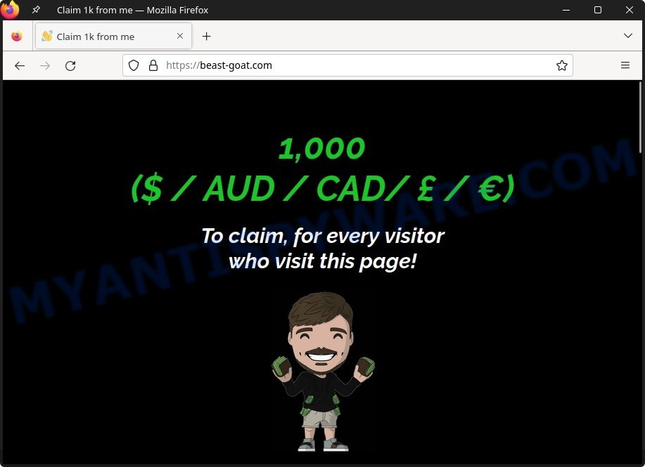 Beast-goat.com Claim 1k from me Scam