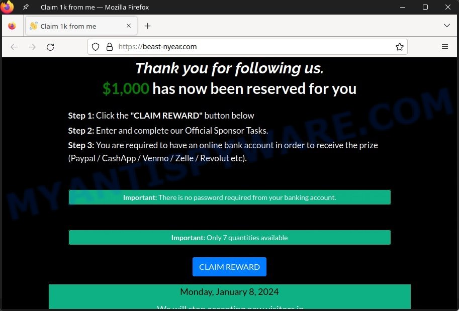 Beast-nyear.com Claim 1000 Scam