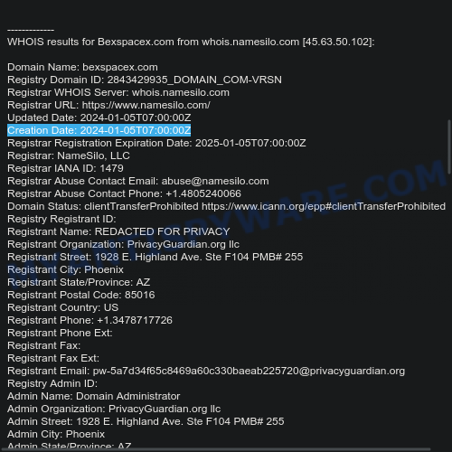 BexSpacex.com whois
