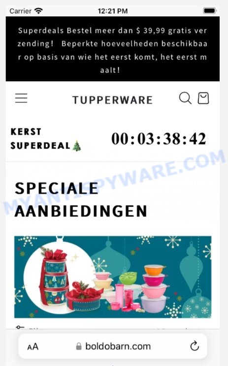 Boldobarn.com Tupperware sale scam store