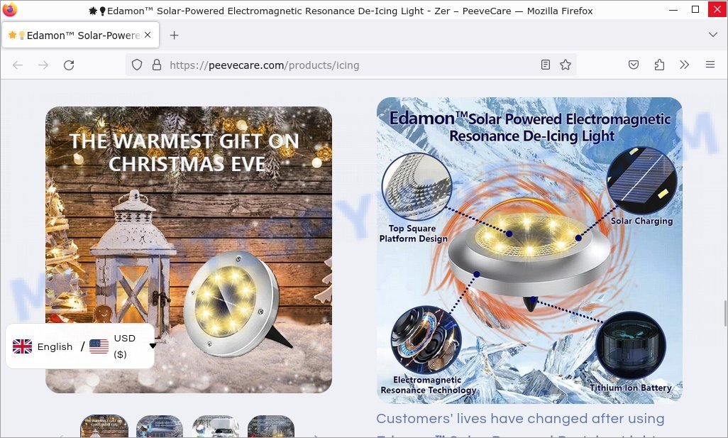 Edamon Solar-Powered Electromagnetic Resonance De-Icing Light Scam fale claims