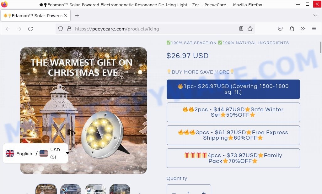 Edamon Solar Powered De-Icing Light Scam store