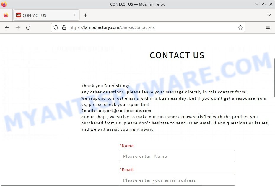 Famoufactory.com scam contacts