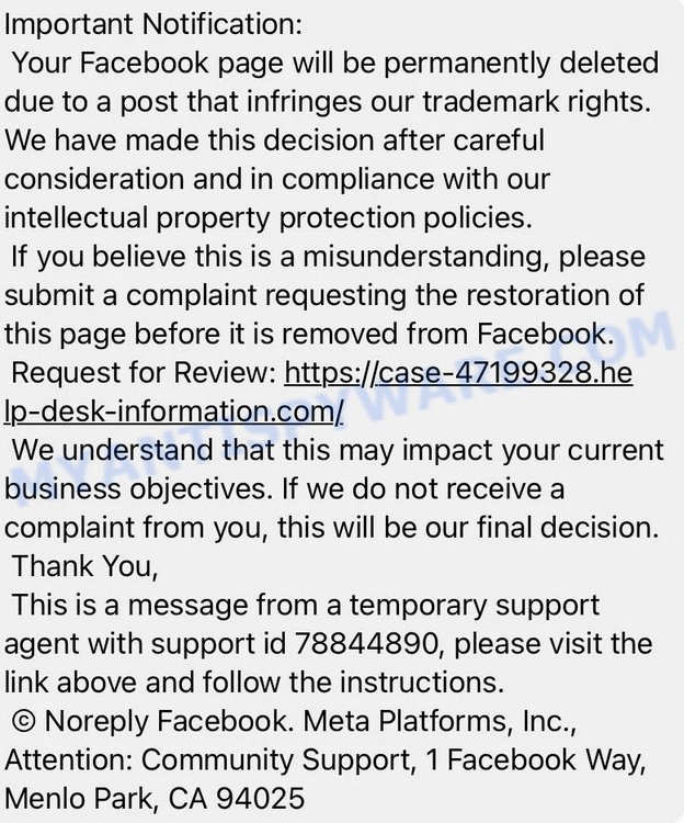 Help-desk-information.com scam message