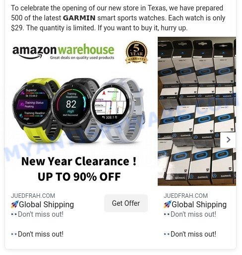 Juedfrah.com Scam Garmin watches ads