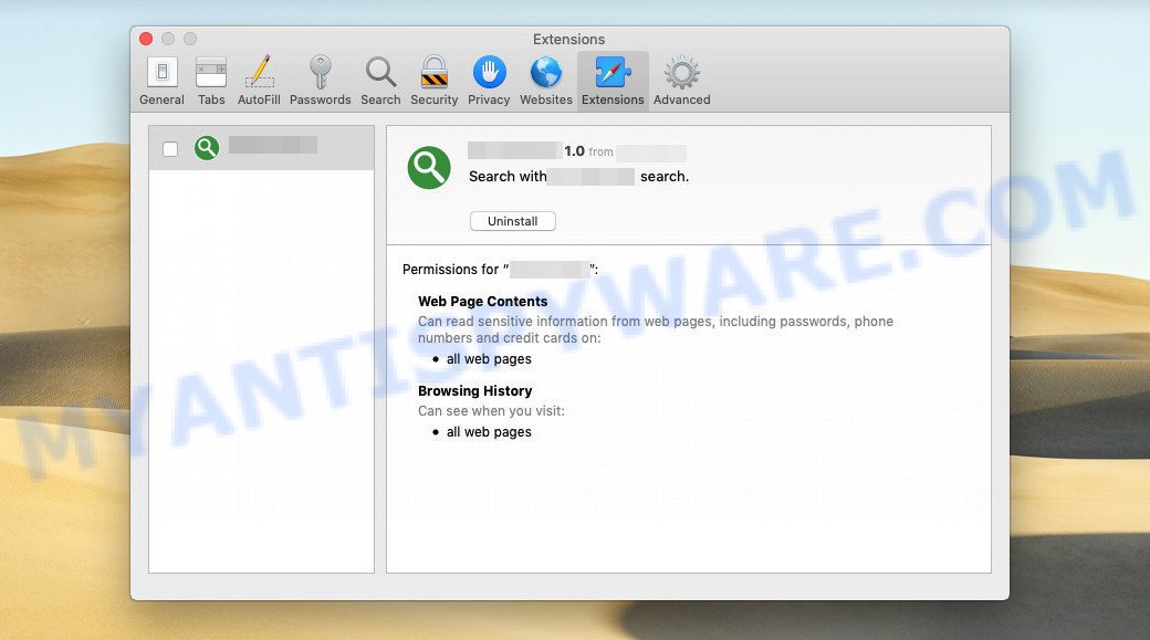 SyntaxDirection Mac Adware Virus extension