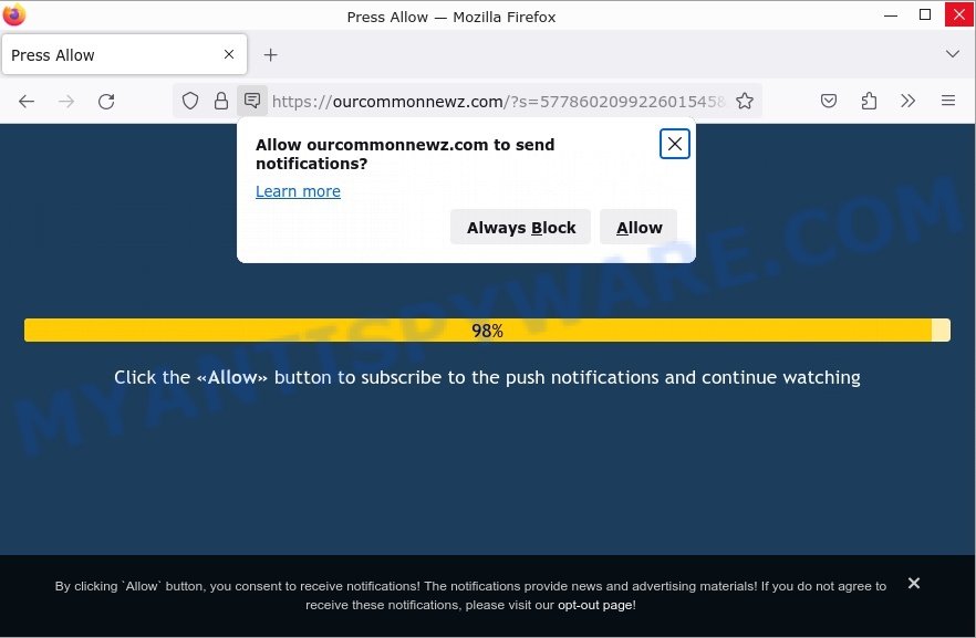 Ourcommonnewz.com click allow scam