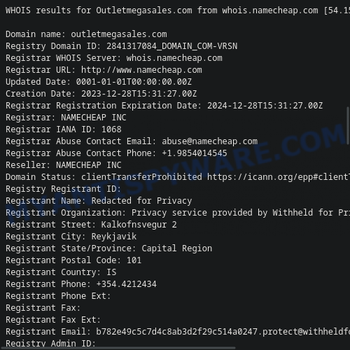 Outletmegasales.com whois info