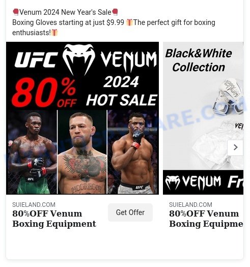 Suieland.com Store Scam fake Venum ads