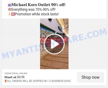Targetdeal.online Michael Kors Outlet scam ads