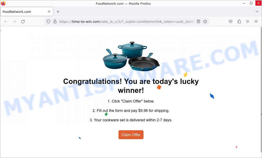 Time-to-win.com FoodNetwork.com scam