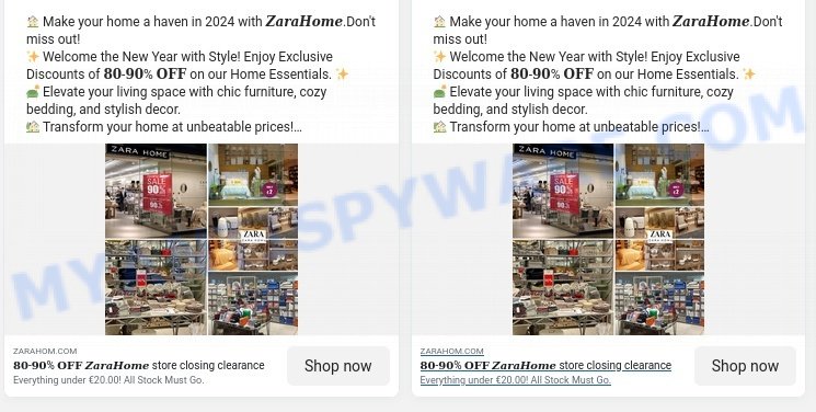 Trendysheapparel.com Zara Home Sale scam