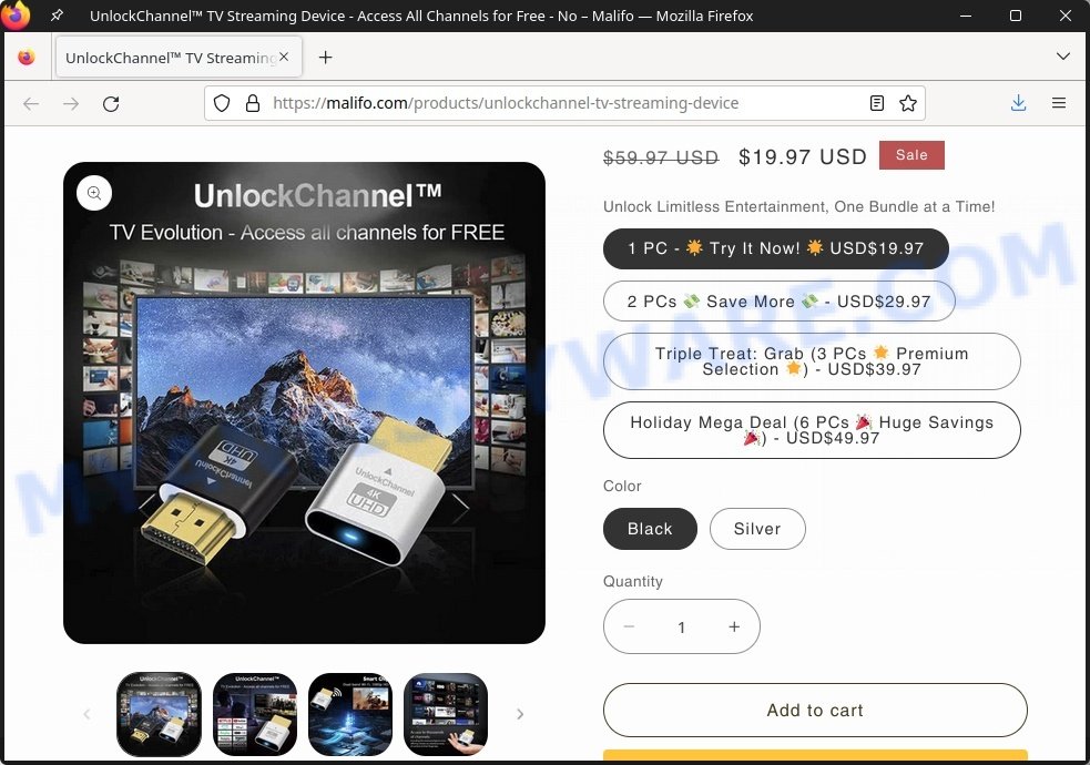 UnlockChannel TV Streaming Device scam store