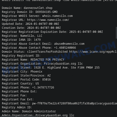 WHOIS Lookup for Danneroutlet.shop
