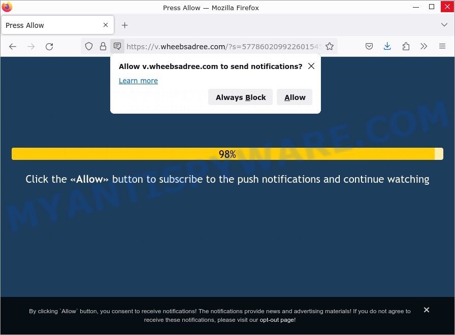 Wheebsadree.com click Allow scam