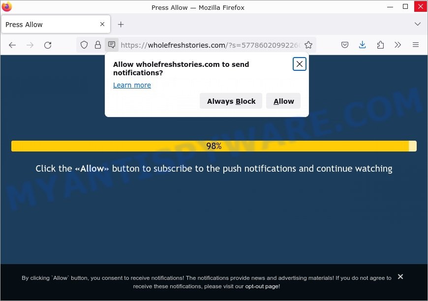 Wholefreshstories.com click Allow scam