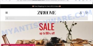 Zarahomeuk.com sale scam store