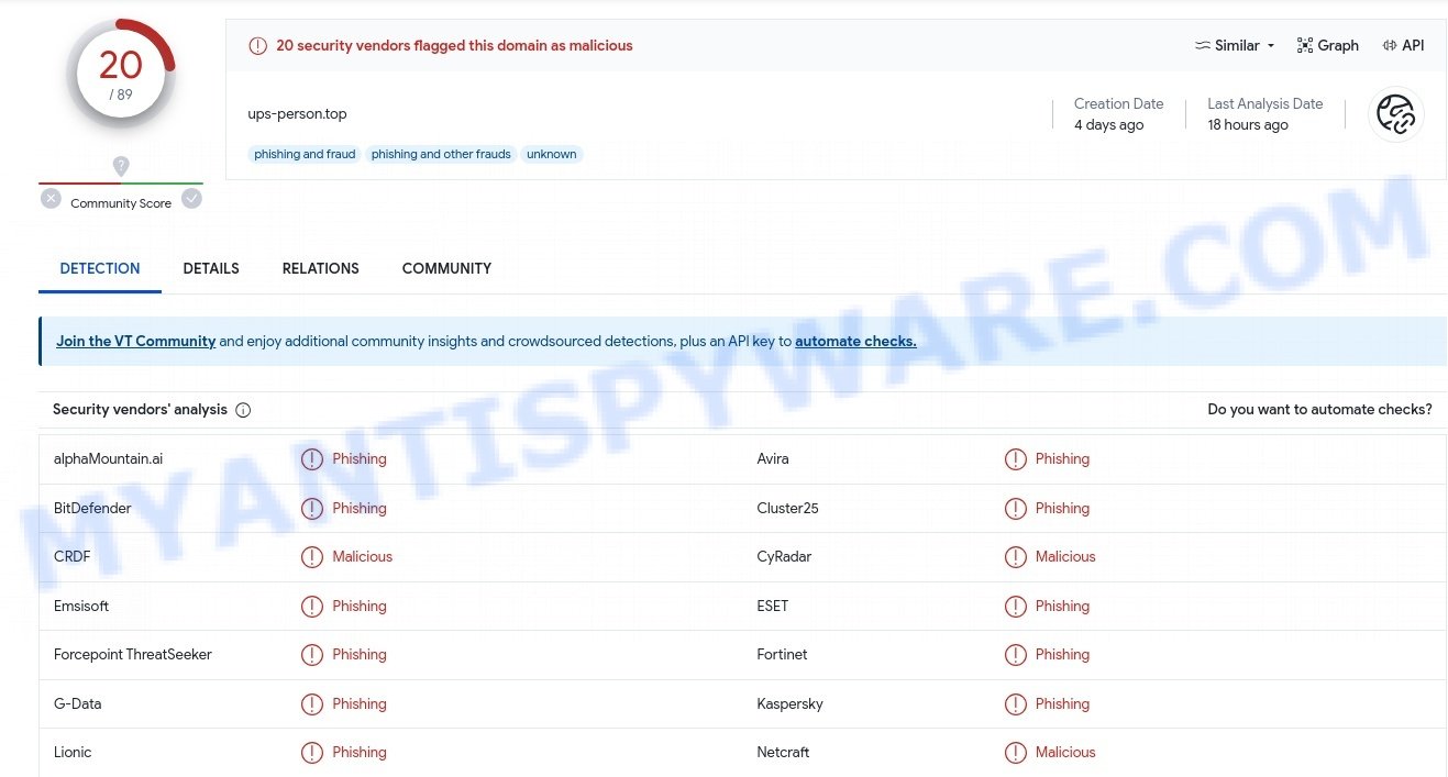 fake USPS Myredeliv.online website phishing malicious