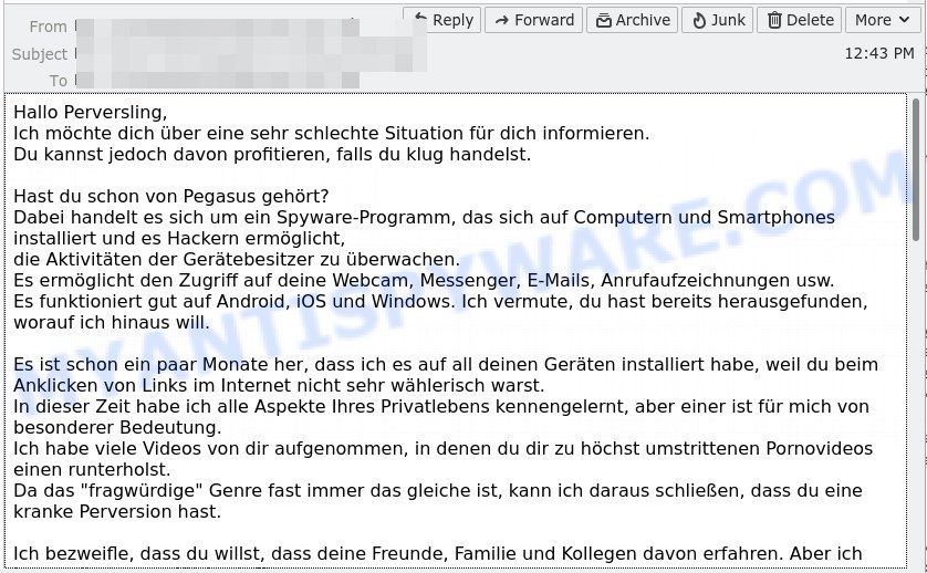 Hallo Perversling Scam Email