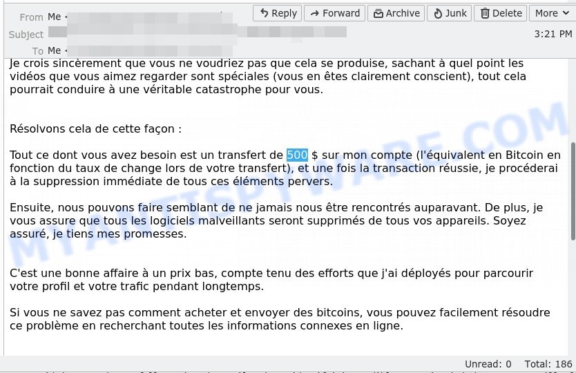 Malheureusement jai de mauvaises nouvelles pour vous email scam