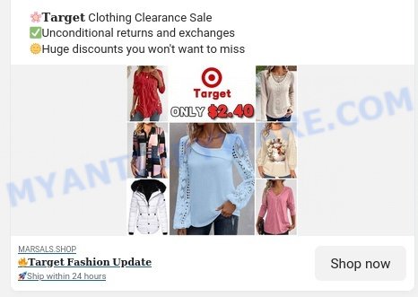 Marsals.shop Targe Online Shop scam ads