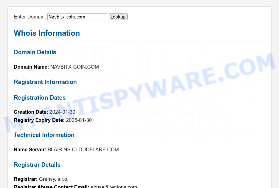 Navbitx-coin.com WHOIS Lookup