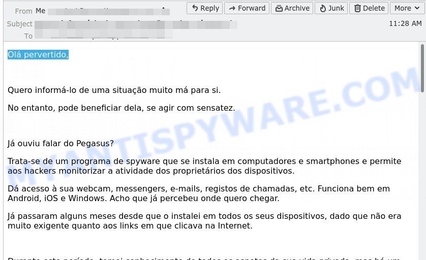 Olá pervertido email scam