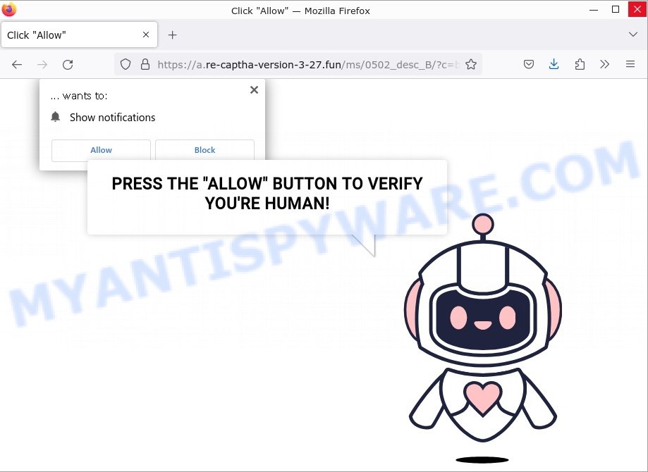 Re-captha-version-3-27.fun Click Allow scam