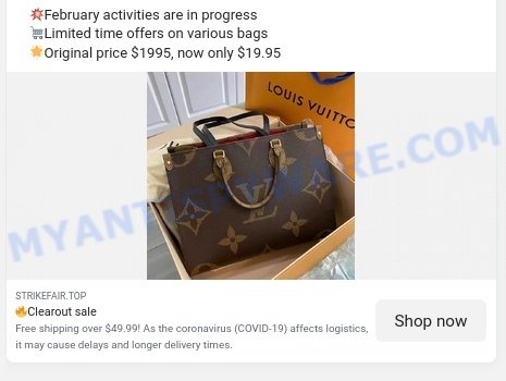 Strikefair.top Louis Vuitton Clearout sale Scam ads