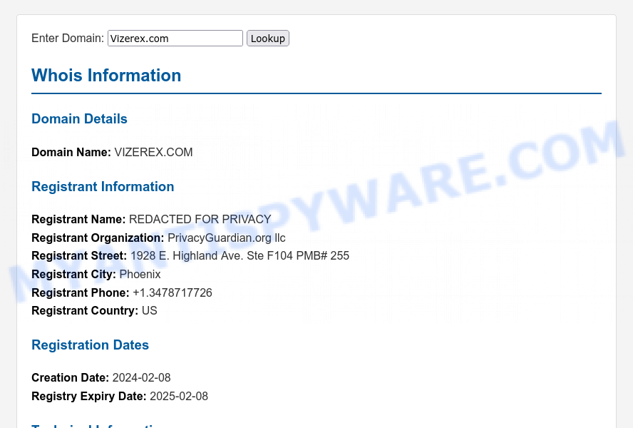 Vizerex.com WHOIS Lookup