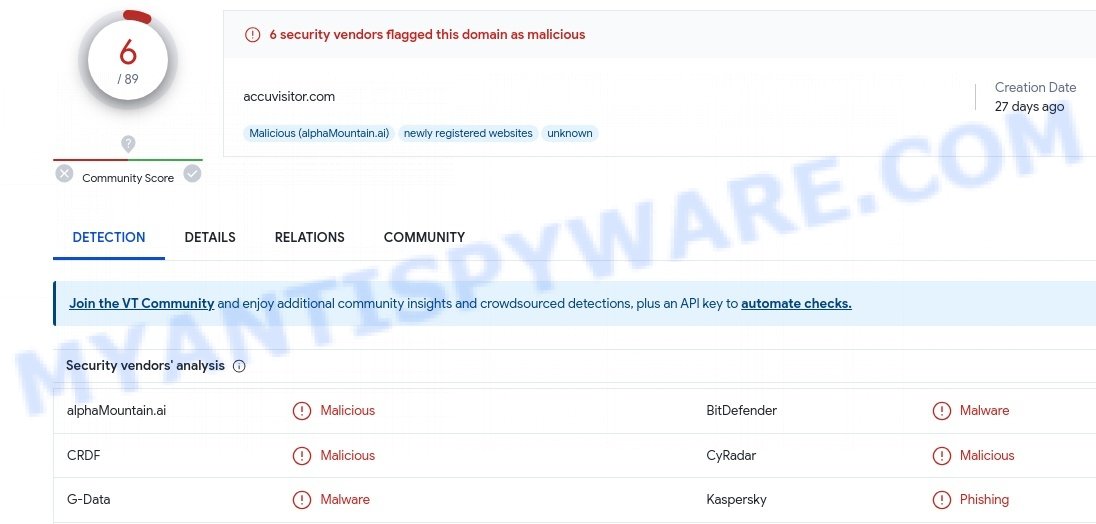 accuvisitor.com malware