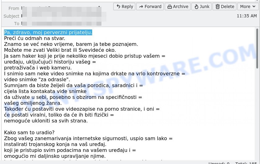 zdravo moj perverzni prijatelju email scam