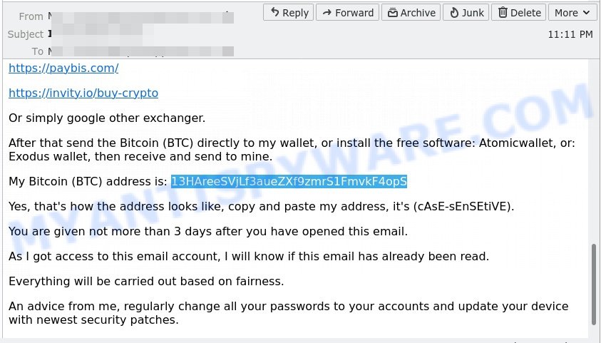 13HAreeSVjLf3aueZXf9zmrS1FmvkF4opS bitcoin email scam