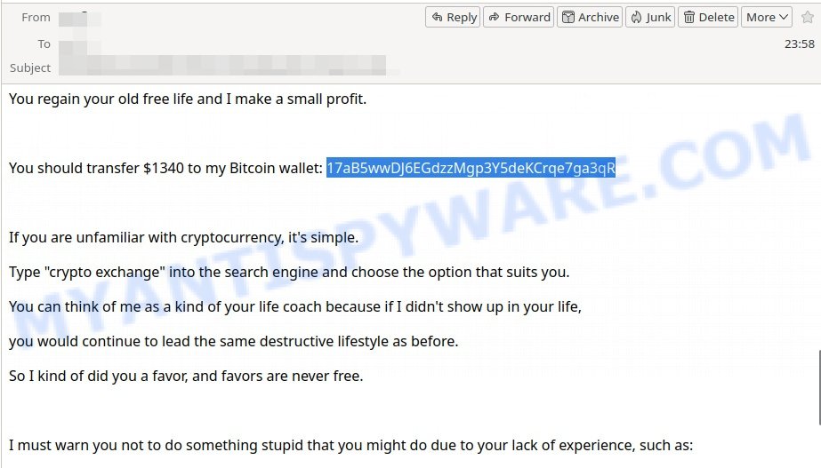 17aB5wwDJ6EGdzzMgp3Y5deKCrqe7ga3qR Bitcoin Email Scam