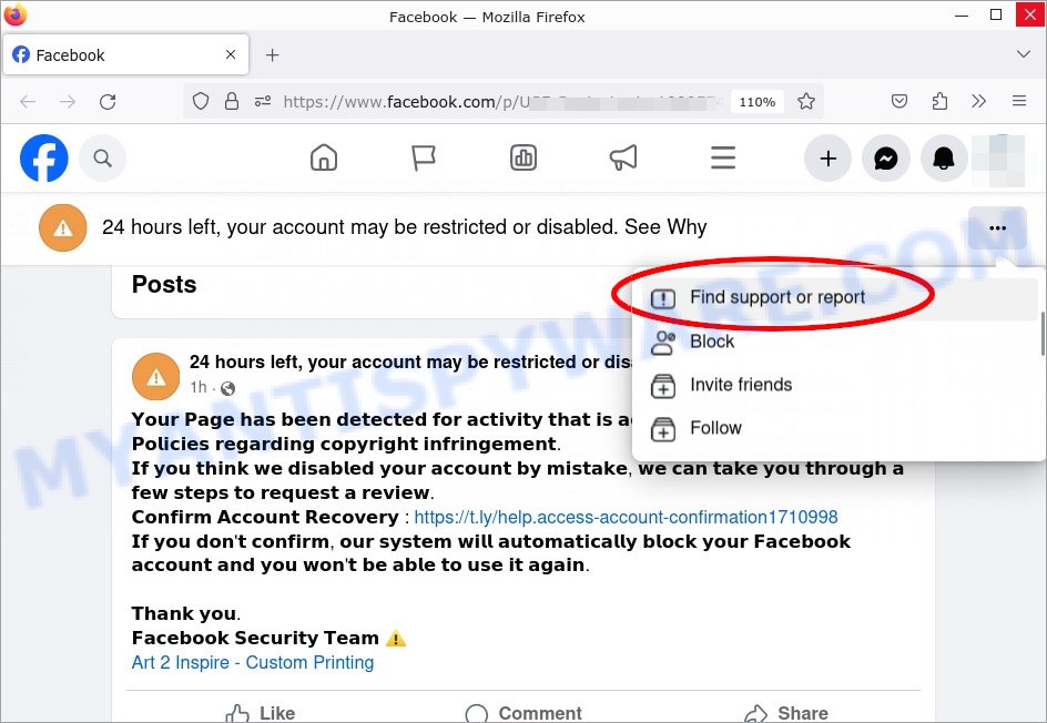 24 hours left your account may be restricted Facebook Scam How to report