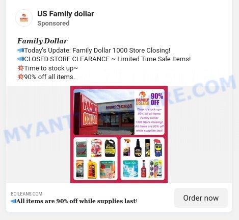 Boileans.com fake Family Dollar store scam ads