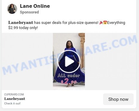 Cuperard.com fake Lane Bryant store scam ads