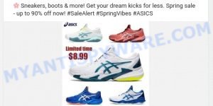 Feideuce.com fake ASICS Sneakers sale scam ads
