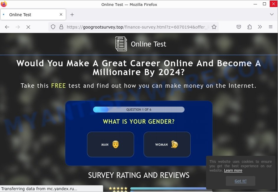 Googrootsurvey.top Online Test scam