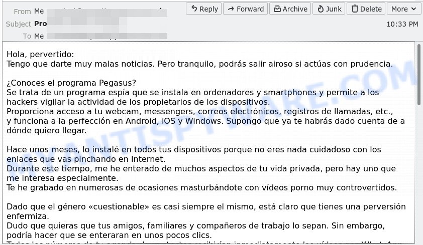 Hola pervertido Email scam