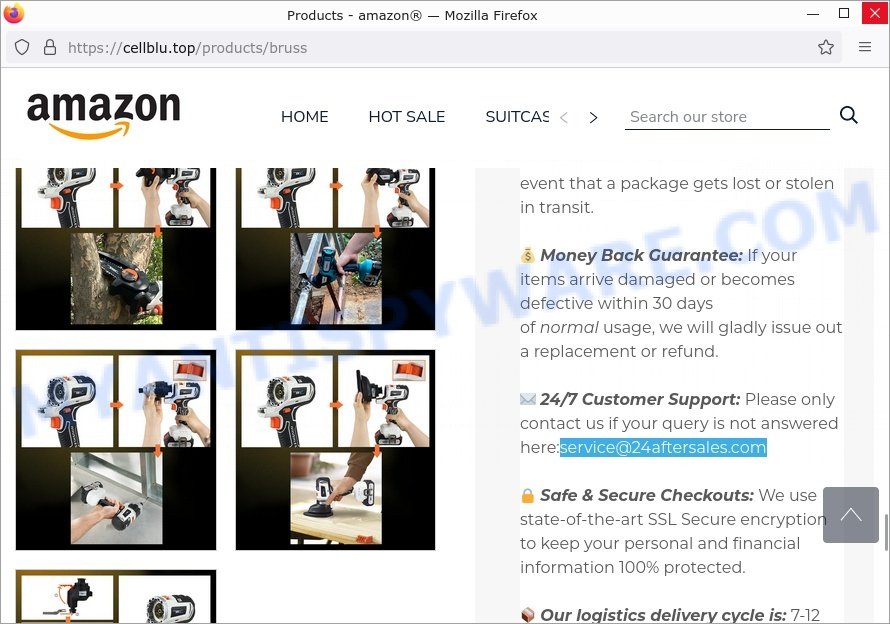 Service@24aftersales.com scam - fake Amazon website