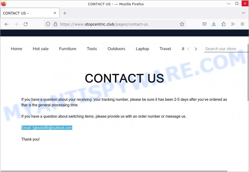 Stopcentric.club fake amazon store scam contacts