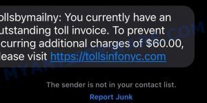 Tolls Info NYC outstanding toll invoice text scam