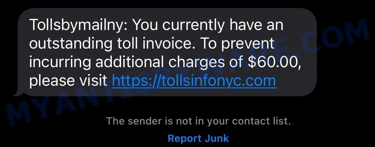 Tolls Info NYC outstanding toll invoice text scam