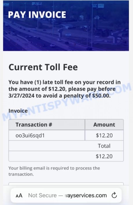 Tollwayservices.com scam current toll fee page